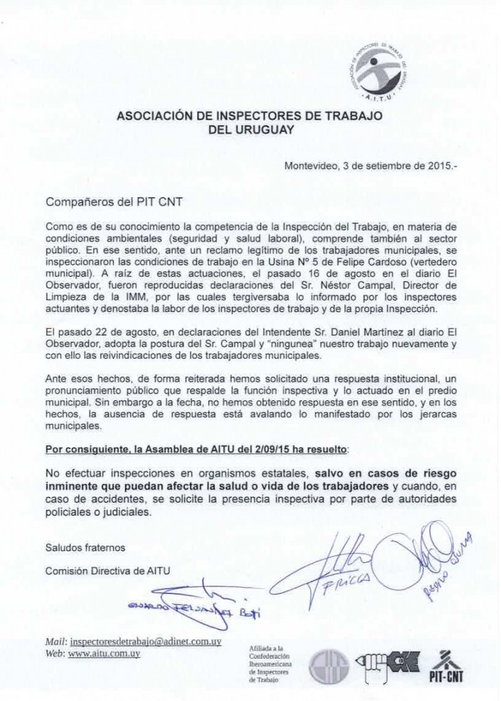 NOTA PIT CNT INSPECCION VERTEDERO MUNICIPAL