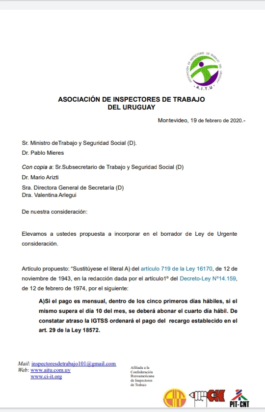 Propuesta de AITU de modificación legislativa